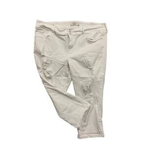 Size 24 Torrid‎ Womens Plus Size White Denim Jegging Crop Distressed